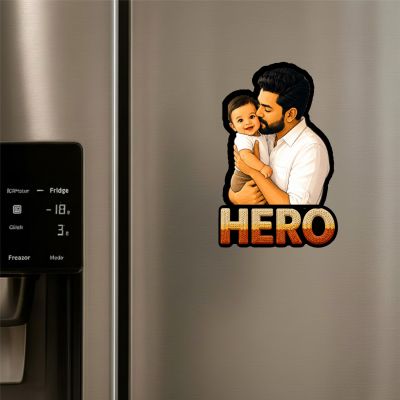 Personalized Dad Photo Fridge Magnet  Dad is My Hero Theme Gift for Father Custom with Photo Memorable